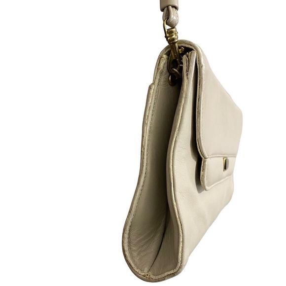 Etienne Aigner cream taupe color leather handbag purse with gold accents - Picture 16 of 16